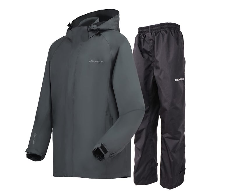 Acme Projects Men's Rain Suit (Jacket + Pants), 100% Waterproof, Breathable, Taped Seam, 10000mm/3000gm, YKK Zipper (as1, alpha, xx_l, regular, regular, Grey) - Image 1